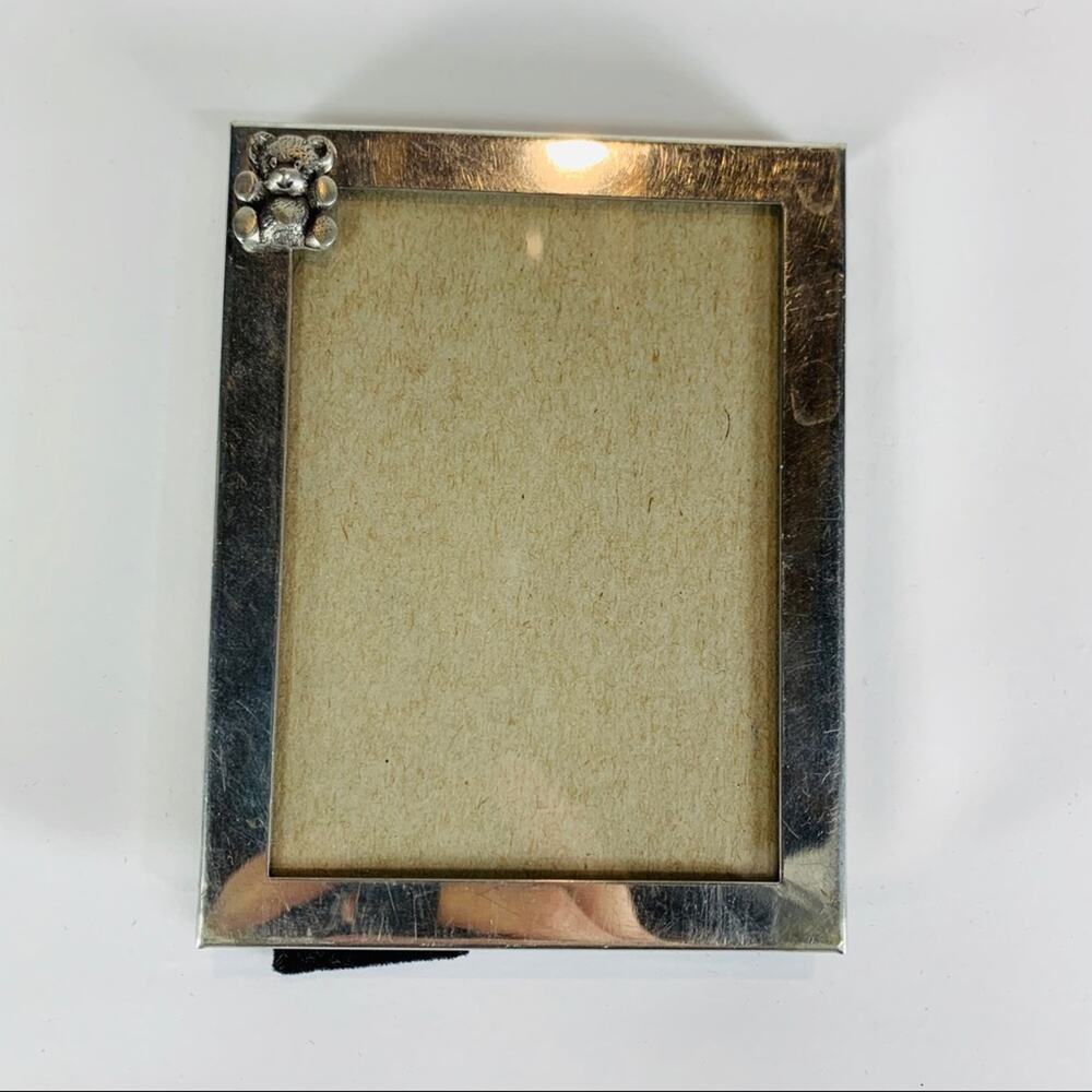 Vintage 80s Silver Teddy Bear Frame Tabletop 3.25 x 4.25"